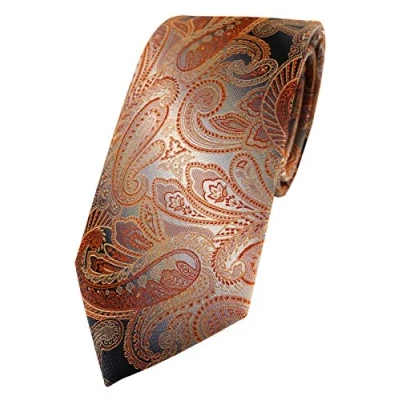 Afbeelding van TigerTie Designer zijden stropdas in paisley patroon 100% zijde, oranje, rood, antraciet, grijs, Krawattengröße: ca. Länge 150 cm, Breite 8 cm