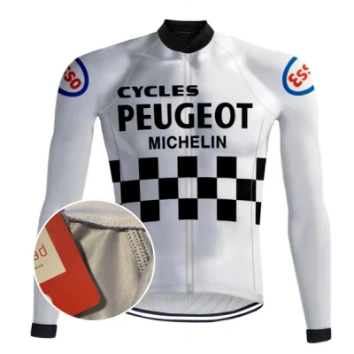 Afbeelding van Retro Wielershirt lange mouwen Peugeot Wit REDTED