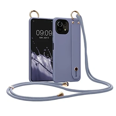 Afbeelding van kwmobile hoesje geschikt voor Xiaomi 11 Lite (5G) NE / Mi Telefoonhoesje met koord en handgreep Hoes smartphone in lavendelgrijs