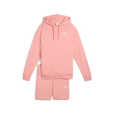 Afbeelding van Puma Short Hooded Relaxed SUIT SET Trainingspak, Dames, Maat: Large, Pink fruit