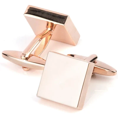 Afbeelding van Vierkante Manchetknopen Heren Rose Goud kleurig Gepolijst Cufflinks Cadeau voor Man Mannen Cadeautjes