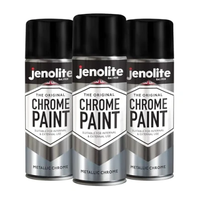 Afbeelding van JENOLITE Chrome spuitverf glad chroom afwerking Multisurface verf metaal, hout, kunststof, keramiek Geschikt voor binnen en buiten 3 x 400 ml