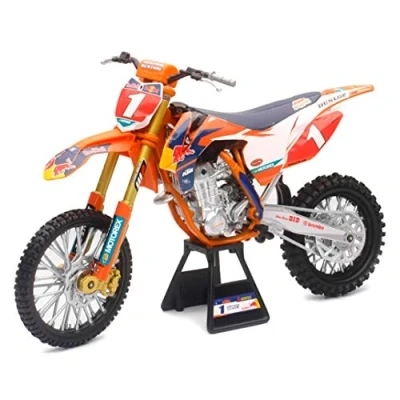 Afbeelding van NewRay Tony Cairoli Red Bull KTM SXF450 Mini Crossmotor 1/6 Schaalmodel Met Stickers 49673