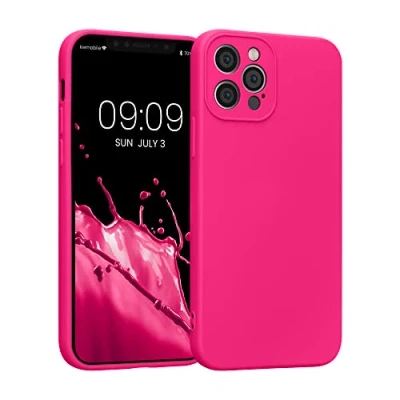 Afbeelding van kwmobile telefoonhoesje geschikt voor Apple iPhone 12 Pro Hoesje smartphone Precisie camera uitsnede TPU back cover in neon roze