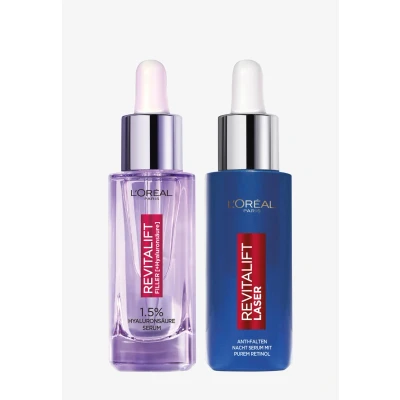 Afbeelding van L&#039;Oréal Paris Duo set Dag en Nachtserum Revitalift Filler 1,5% Hyaluronzuur Serum &amp; Laser X3 Puur Retinol 2 x 30ml