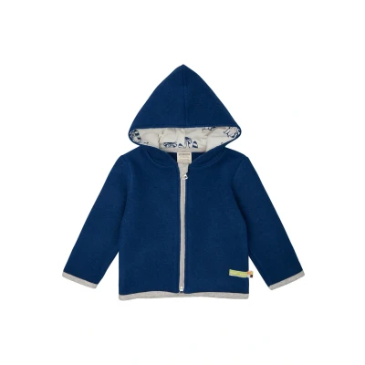 Afbeelding van loud + proud Uniseks wollen fleece met capuchon, GOTS gecertificeerd fleecejack, ultra marine, 86 92
