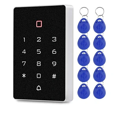 Afbeelding van FTSTech 125 kHz ID standalone toetsenbord met Wiegand interface RFID lezer voor toegangsbeveiligings appartement beveiligingssysteem 10 delige blauwe sleutelhangers
