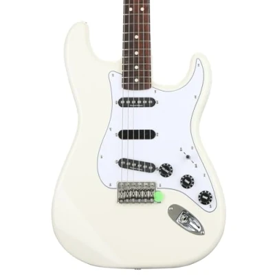 Afbeelding van Fender Ritchie Blackmore Stratocaster Olympic White Scalloped RW elektrische gitaar met deluxe gigbag