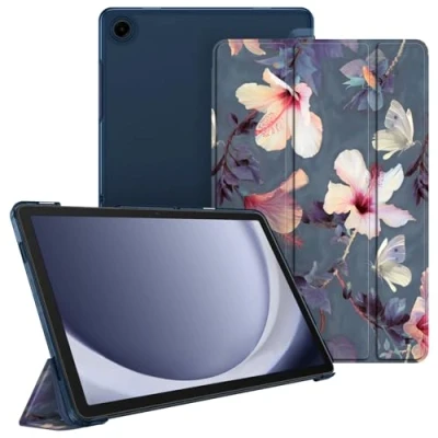 Afbeelding van FINTIE Beschermhoes voor Samsung Galaxy Tab A9+ 11 inch 2023, dun, licht, matte achterkant, doorschijnend, met automatische wekker/slaap A9 Plus (SM X210/X216/X218), hibiscus