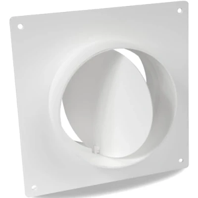 Afbeelding van 4&quot; Inch Duct Connector Flens met Backdraft Demper Plastic Rechte Pijp voor Verwarming Koeling Inlaatuitlaat Ventilatiesysteem Kanaalkoppeling Wandplaat Montage Joint (100mm)