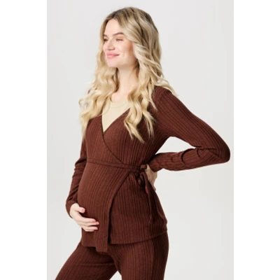 Afbeelding van Noppies Maternity Posio Nursing wrap top met lange mouwen, Cappucino N113, XXL