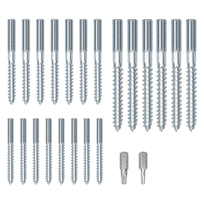 Afbeelding van 22 stks Hanger Bouten Dubbele Kop Bout Zelftappende Schroef Houten Gezamenlijke Meubels Benen Deuvel Einde Hoofd Bevestigingsbouten Draad Schroefnoppen, voor Metalen Trap Vangrail Kantoren (M6, M8, M10)