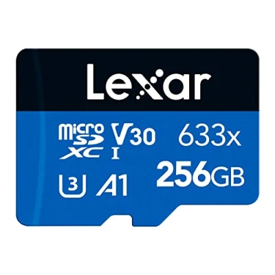 Afbeelding van Lexar 633x 256GB Micro SD Kaart, microSDXC UHS I Geheugenkaart, Met adapter, microSD kaart Tot 100 MB/s Lezen, A1, C10, U3, V30, TF voor Smartphone/Tablet/Camera (LMS0633256G BNAAA)