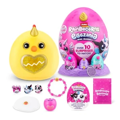 Afbeelding van Rainbocorns Eggzania Mini Mania, Kicken by ZURU Plush Surprise Unboxing with Animal Soft Toy Idea for Girls Imaginary Play (Chicken)