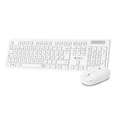 Afbeelding van Toetsenbord en draadloze muis Subblim SUBKBC CSSW11 Wit Qwerty Spaans