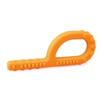 Afbeelding van ARK® Grabber Standard in glad of getextureerd met eenvoudige hantering voor kinderen door lusvorm incl. ATC onderhoudsinstructies kaakmotoriek, bijtblok, kauwen, tandjes (vast oranje,