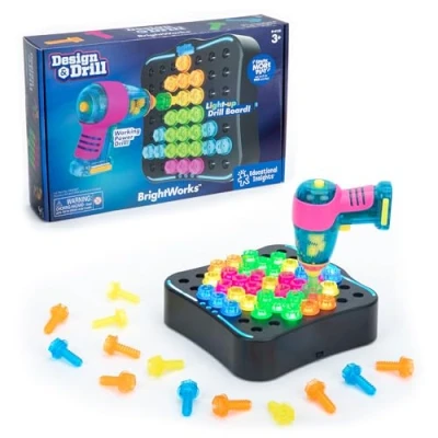 Afbeelding van Learning Resources Verlichte activiteitsset Design &amp; Drill BrightWorks, STEM leren met boormachine voor kinderen, 53 delig, vanaf 3 jaar, EI 4138