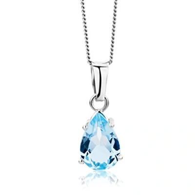 Afbeelding van Miore Witgouden Blauwe Topaas Ketting met Hanger Dames Conflictvrije Edelstenen 9 Karaat Witgoud Handgemaakte Hoogwaardige Sieraden