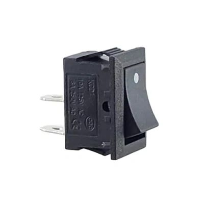 Afbeelding van tuimelschakelaar, apparaatschakelaar, mini tuimelschakelaar 250V 6A 125V 10A AC, KCD1 (6V 9V 12V 24V AC/DC) zwarte rocker rechthoekig met punt, 19 x 13 mm, 2 polig AAN/UIT