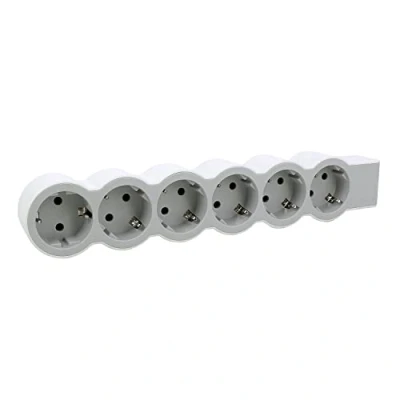 Afbeelding van Legrand, Platte stekkerdoos, 694579 6 voudig stopcontact, meerdere stopcontacten, zonder kabel, ultrawit/grijs