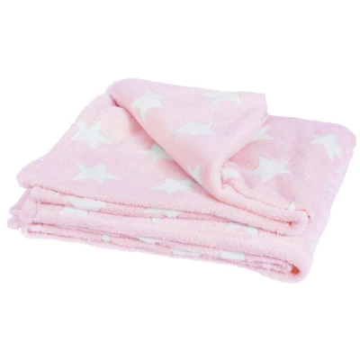 Afbeelding van H&amp;S Fleece deken plaid polyester roze 130 x 160 cm