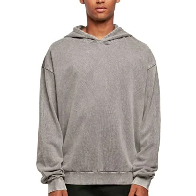 Afbeelding van Build Your Brand Heren Acid Washed Oversized Hoody, capuchontrui voor mannen van katoen, verkrijgbaar in twee kleuren, maten XS 5XL, asphalt, L