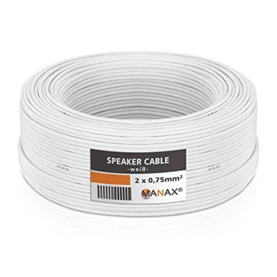 Afbeelding van MANAX® 25m tweelingsdraad 2x 0,75mm² witte kabel 2 aderig (25m 1 ring, wit)