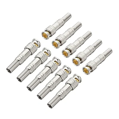 Afbeelding van YACSEJAO BNC Mannelijke Coaxiale Connectoren, 10 Pack Surveillance Camera RG59 RG6 Video Transmissie Coax Kabels Q9 Plug Naar Kabel voor CCTV
