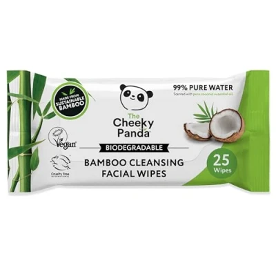 Afbeelding van The Cheeky Panda Bamboe make up remover doekjes Duurzame gezichtsdoekjes Oogmake Kokosnoot geurende verpakking van 25 99% gezuiverd water