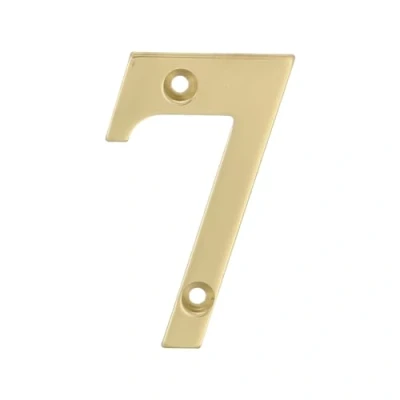 Afbeelding van AMIG Huisnummer 7 massief messing 5cm incl. bijpassende schroeven gepolijst goudkleur Huisnummers