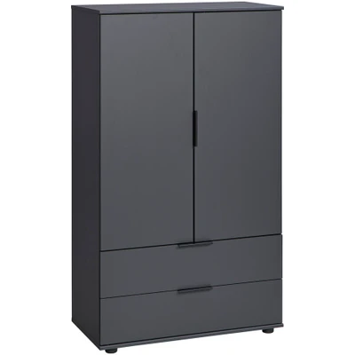 Afbeelding van Leen Bakker Kast Lucca 2deurs Grafietkleur 140x81x40cm Wandkasten Zwart Spaanplaat