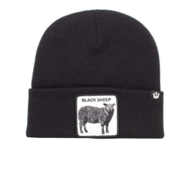 Afbeelding van Goorin Bros. The Farm Unisex Acryl Manchet Beanie, Zwart Ewe R Hot (Zwart Schapen), One Size (107 0036 BLK O/S), (Zwarte Schaap), Eén Maat