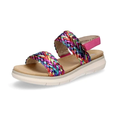 Afbeelding van Remonte Sandalen met sleehak, Dames, Maat: 44, Metallic multi magenta Kunststof