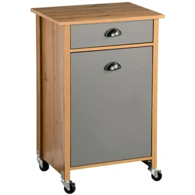 Afbeelding van Kesper Keukentrolley Met Afvalscheidingssysteem, Materiaal: Hardboard, Afmetingen: B 50 x H 79 D 37 cm, Kleur: Bruin, Grijs, 25528 13