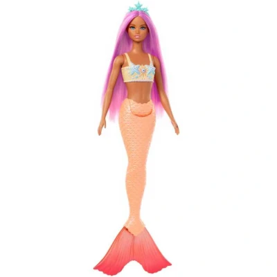 Afbeelding van Mattel Zeemeerminpop met roze haar en zacht oranje staart
