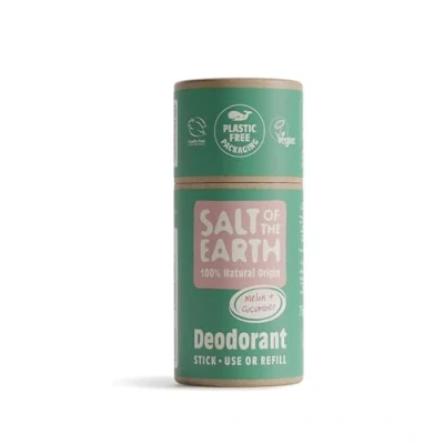 Afbeelding van Salt Of The Earth Plastic Free Natural Deodorant Stick, Melon &amp; Cucumber Refill, Non Aluminium, Vegan, Long Lasting Protection, Leaping Bunny Approved, Made in UK 75 g