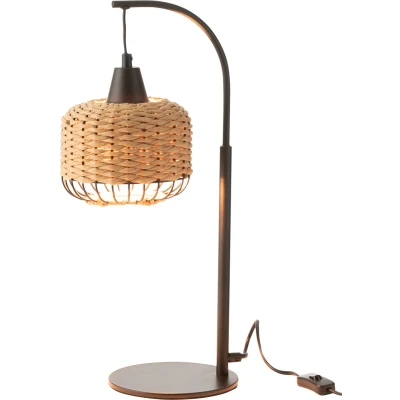 Afbeelding van J line Lamp Lantaarn Metaal Naturel 17x17x52cm Bruin