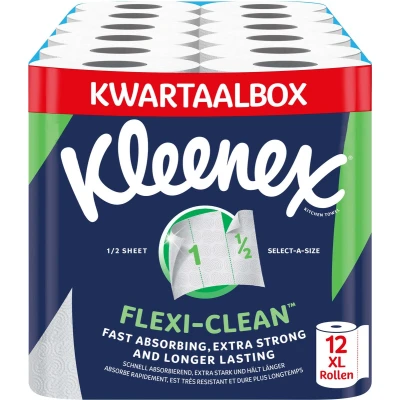 Afbeelding van Kleenex keukenpapier Keukenrol Flexi Clean 12 Maxi XL rollen Voordeelverpakking