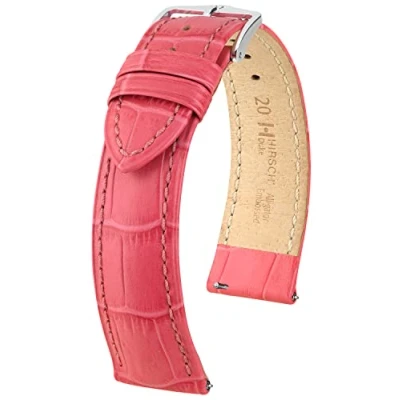 Afbeelding van HIRSCH Uhren Armband Duke M Italiaans kalfsleer alligator in reliëf voor dames en heren roze 18 mm
