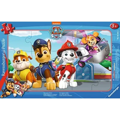 Afbeelding van Ravensburger Kinderpuzzle 05681 Vier mutige Retter 15 Teile PAW Patrol Rahmenpuzzle für Kinder ab 3 Jahren