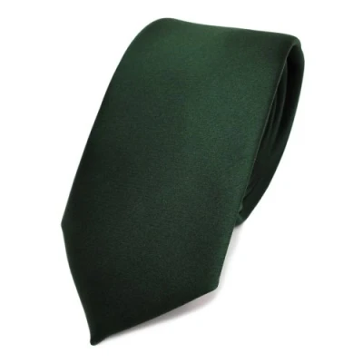 Afbeelding van TigerTie Herenstropdas smalle satijnen stropdas van 6 cm in effen design, ideaal voor zakelijke afspraken, feestelijke gelegenheden en vrije tijd, Groen donkergroen dennengroen, Krawattengröße: ca.