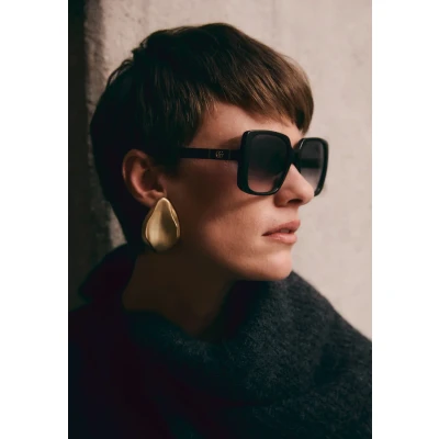 Afbeelding van Gucci GG Oversized Square Acetate Sunglasses Zonnebril, Dames, Maat: 56, Black/grey