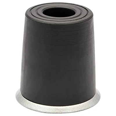 Afbeelding van WAGNER Vloer deurstopper/muur deurstopper VULKAANO MIDI diameter Ø 35 x 36 mm, voet edelstaal optiek, buffer massief rubber, zilver/zwart, voor schroeven incl. bevestigingsmateriaal 15208121