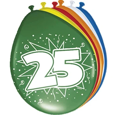 Afbeelding van Ballonnen 25 jaar 8 stuks