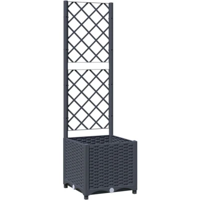 Afbeelding van vidaXL Plantenbak met latwerk 40x40x136 cm polypropeen donkergrijs