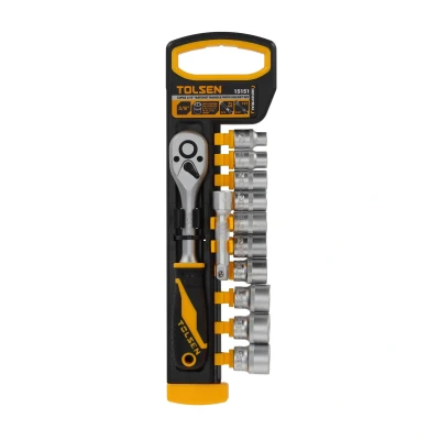 Afbeelding van Tolsen Doppenset 12 delig Industrial Metrisch Met ratel en verlengstuk Maten 8, 10, 11, 12, 13, 14, 16, 17, 18 &amp; 19 mm