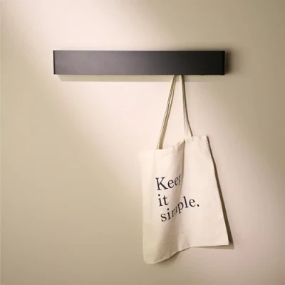 Afbeelding van Designfactory Hamburg kapstokhaken, wandmontage, metalen kledingstang, kapstok, kapstok voor muur, moderne kleerhanger met verborgen haken, 57 cm, mat zwart