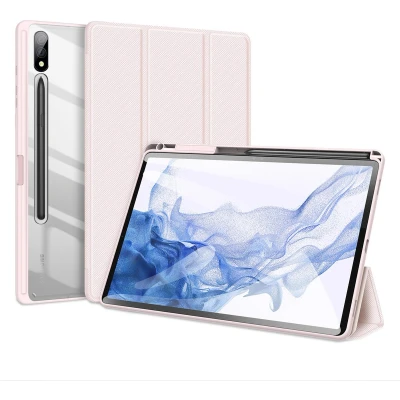 Afbeelding van Dux Ducis Tablet hoes geschikt voor Samsung Galaxy Tab S9 Plus/S9 FE Plus (2023) Toby Series Auto Sleep/Wake functie Tri Fold Book Case Roze