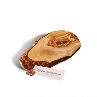 Afbeelding van DAS OLIVENHOLZBRETT® Snijplank olijfhout, broodplank van hout met natuurlijke rand, 35 cm