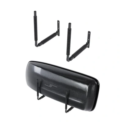 Afbeelding van QLS BOX1 dakkoffer, zwart, wandhouder, houder voor het opbergen van tuingereedschap, skibox, sporttoestellen, surfplank, houder, 57 cm